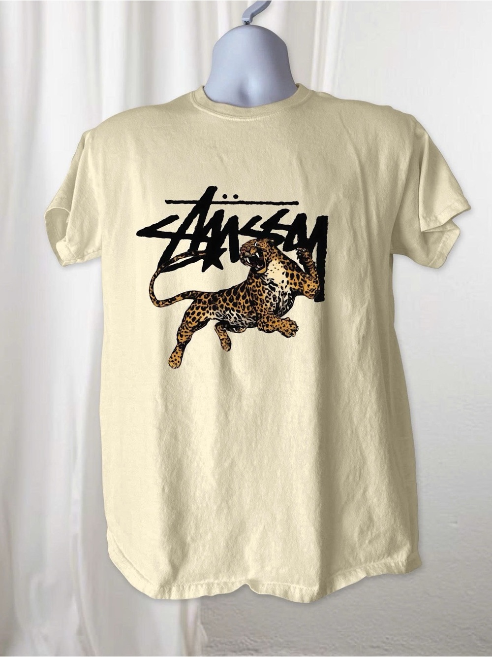 Gildan Cream Leopard Graphic Tee